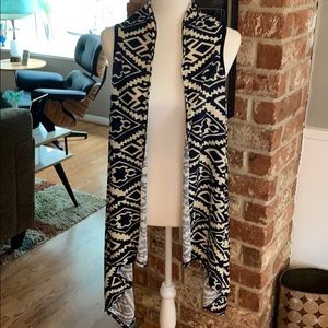 Dark Navy and Cream Long Vest
